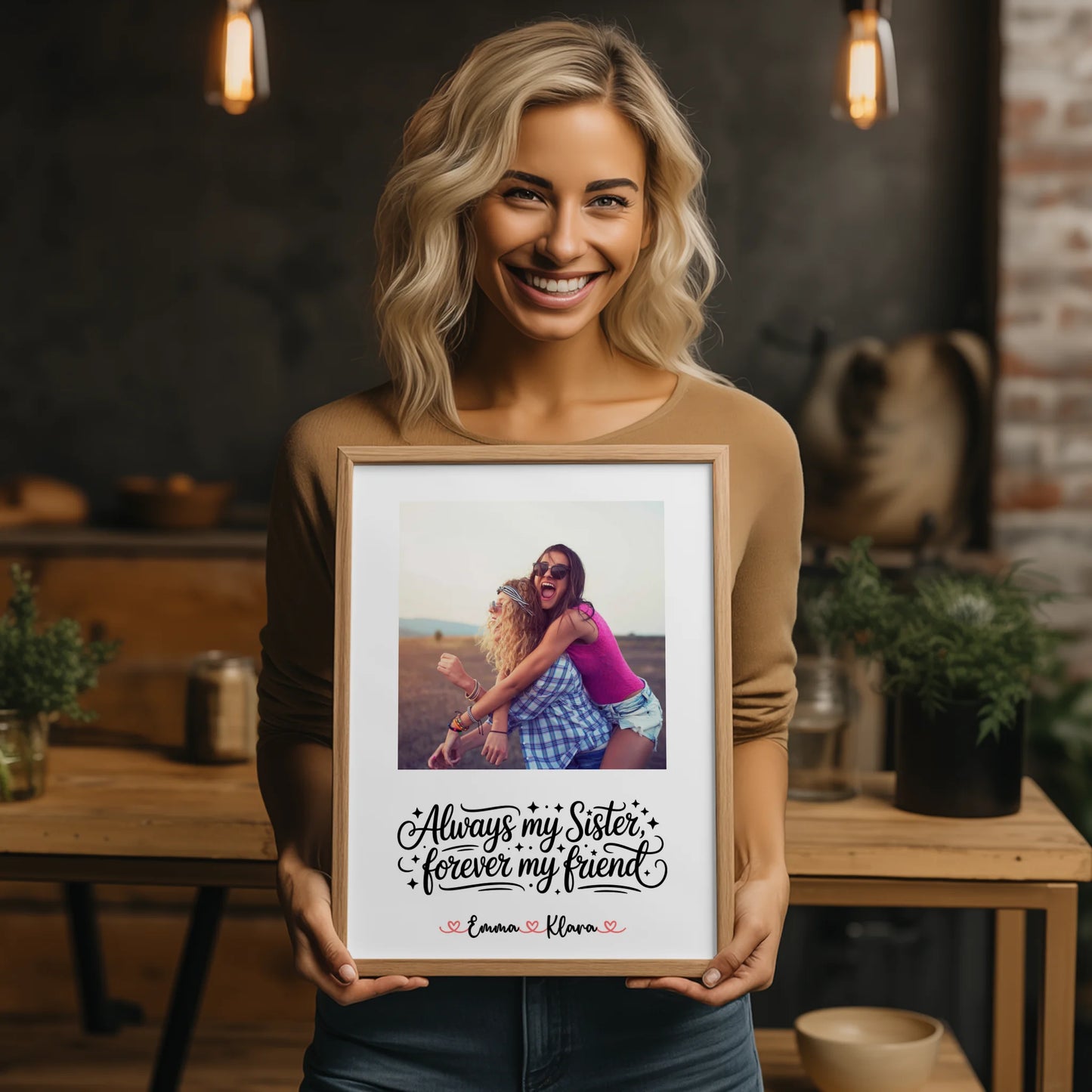 Personalisiertes Poster Schwester Foto & Namen - Always my sister forever