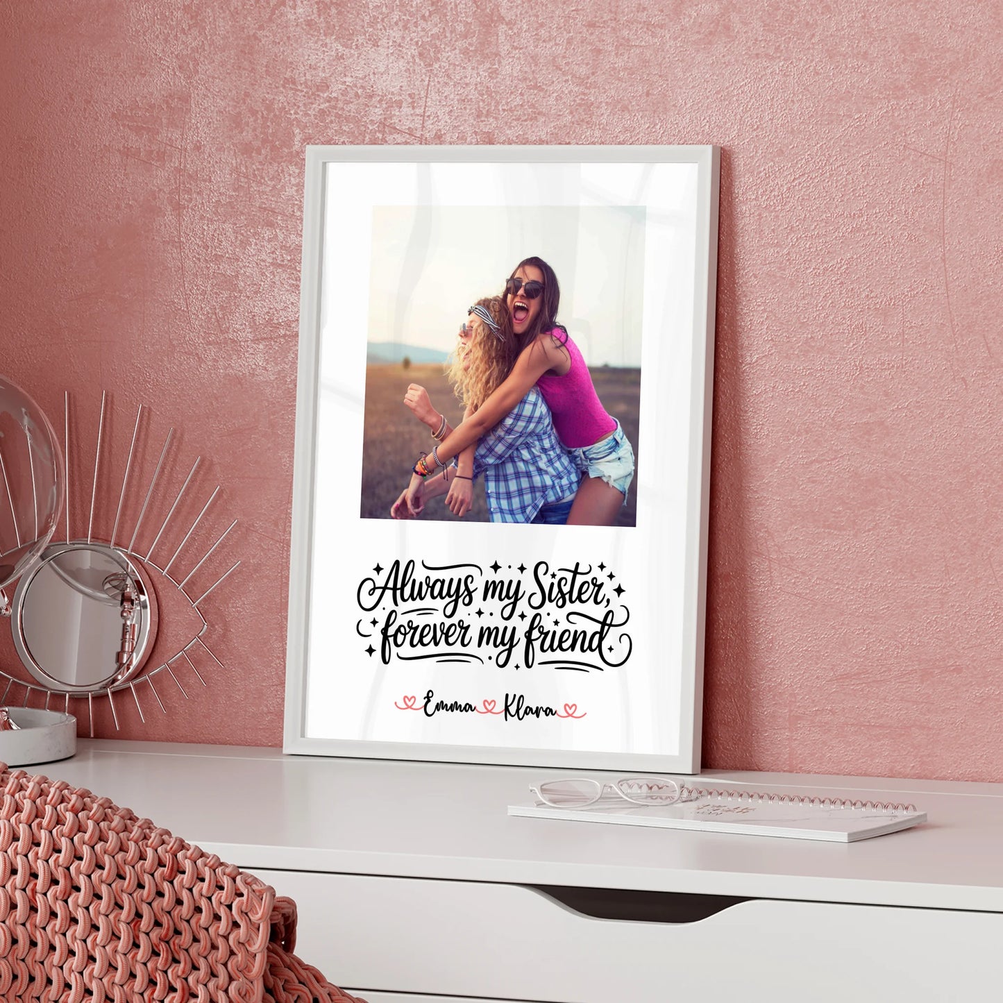 Personalisiertes Poster Schwester Foto & Namen - Always my sister forever