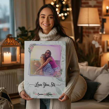 Leinwand Schwester Love you sis 1 Foto & Namen mit Wunschtext
