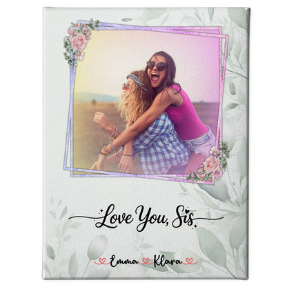 Leinwand Schwester Love you sis 1 Foto & Namen mit Wunschtext