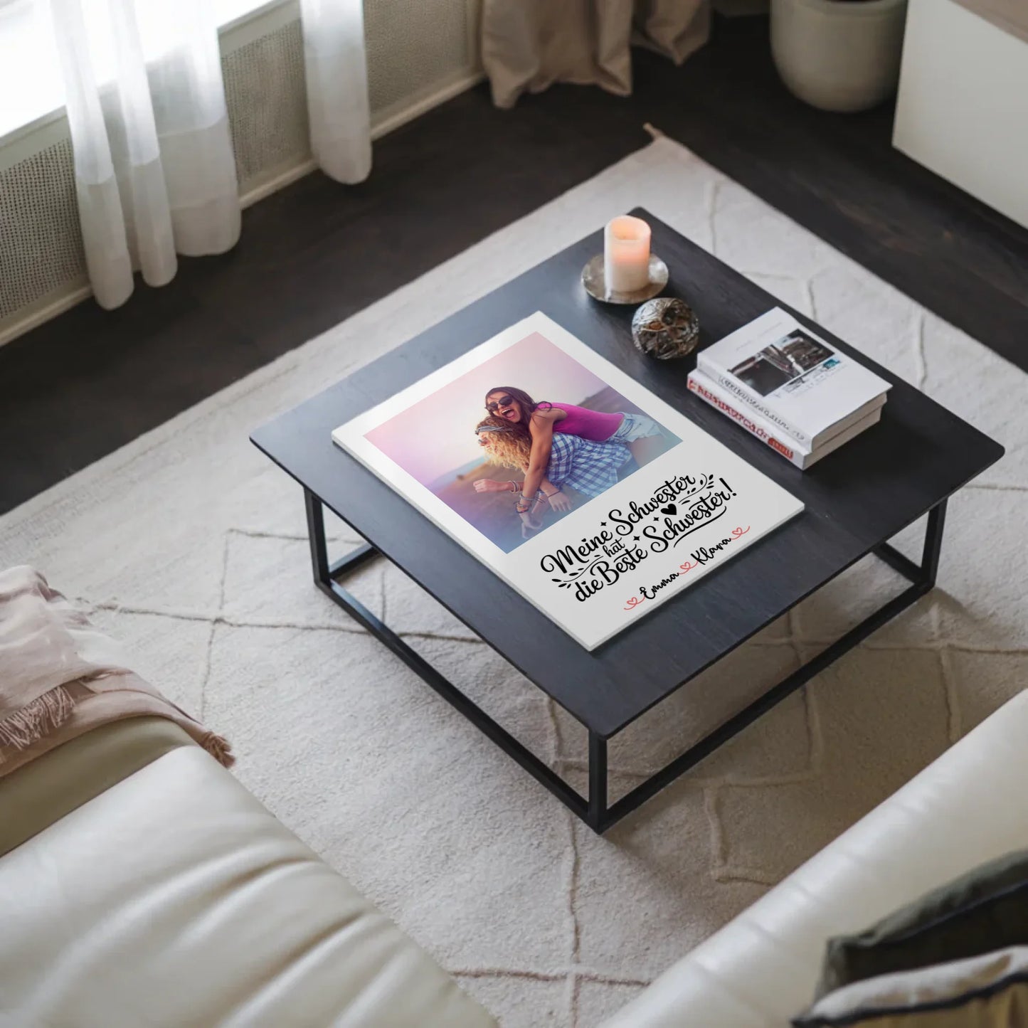 Fotoboard Poster Magnetisch - Meine Schwester hat die beste Schwester, mit Foto & Namen