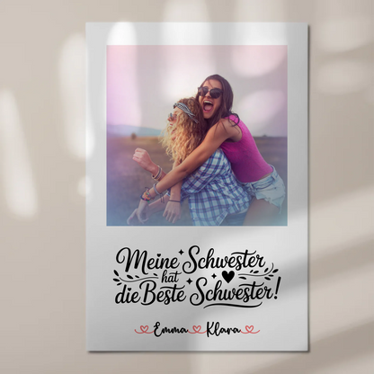 Fotoboard Poster Magnetisch - Meine Schwester hat die beste Schwester, mit Foto & Namen