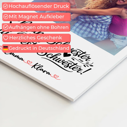 Fotoboard Poster Magnetisch - Meine Schwester hat die beste Schwester, mit Foto & Namen