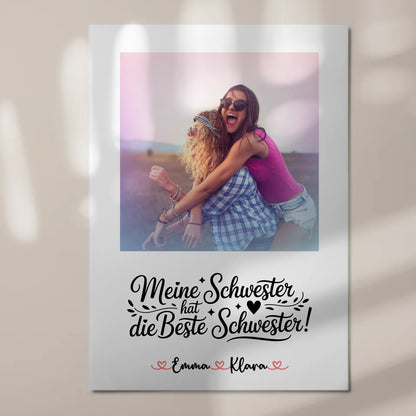 Fotoboard Poster Magnetisch - Meine Schwester hat die beste Schwester, mit Foto & Namen