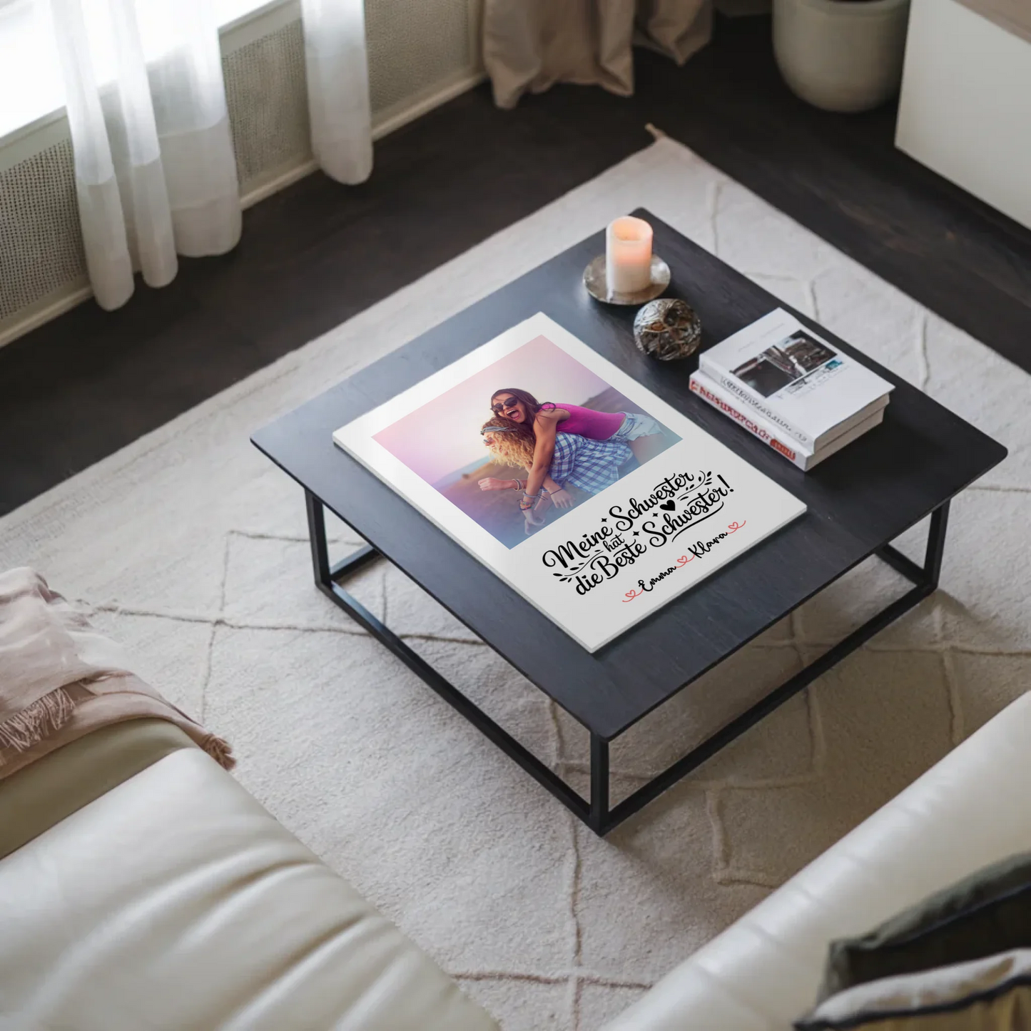 Fotoboard Poster Magnetisch - Meine Schwester hat die beste Schwester, mit Foto & Namen