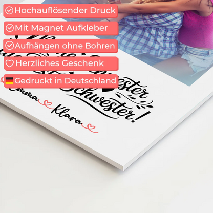 Fotoboard Poster Magnetisch - Meine Schwester hat die beste Schwester, mit Foto & Namen