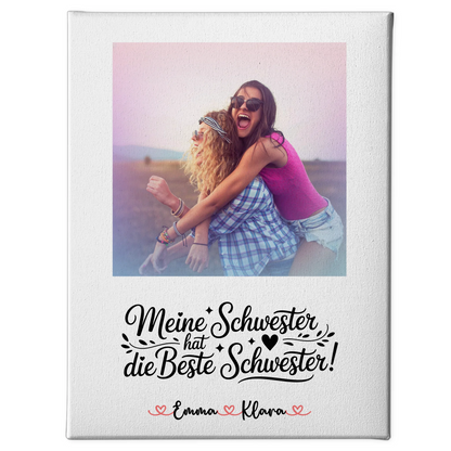 Leinwand Schwester personalisiert mit 1 Foto, Namen & Wunschtext - Meine Schwester