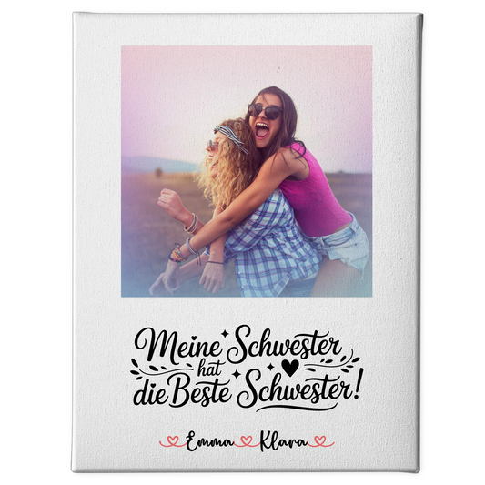 Leinwand Schwester personalisiert mit 1 Foto, Namen & Wunschtext - Meine Schwester
