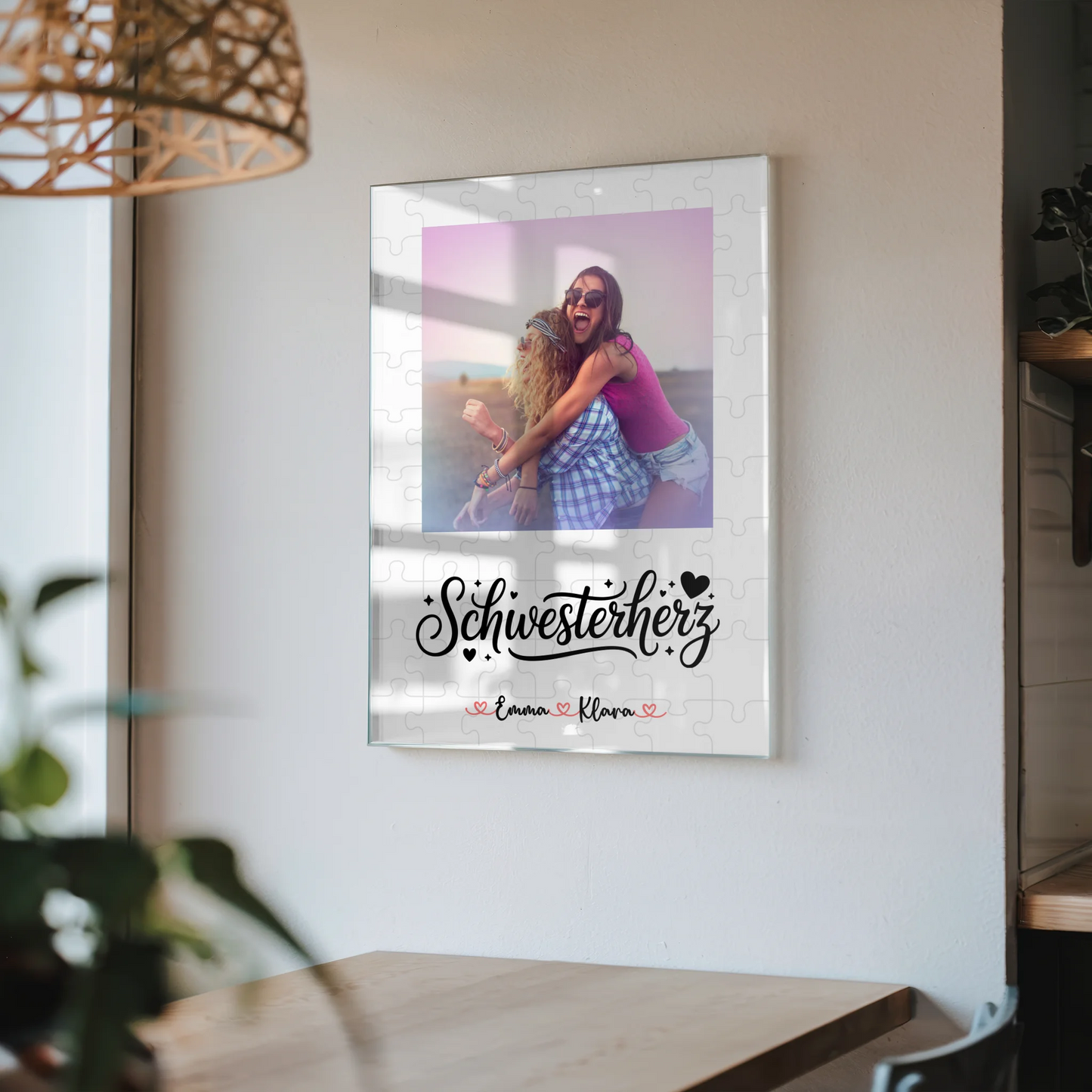 Personalisiertes Acrylglas Bild Schwesterherz Foto & Namen