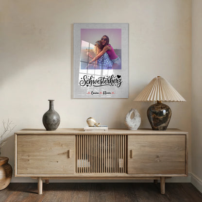 Personalisiertes Acrylglas Bild Schwesterherz Foto & Namen