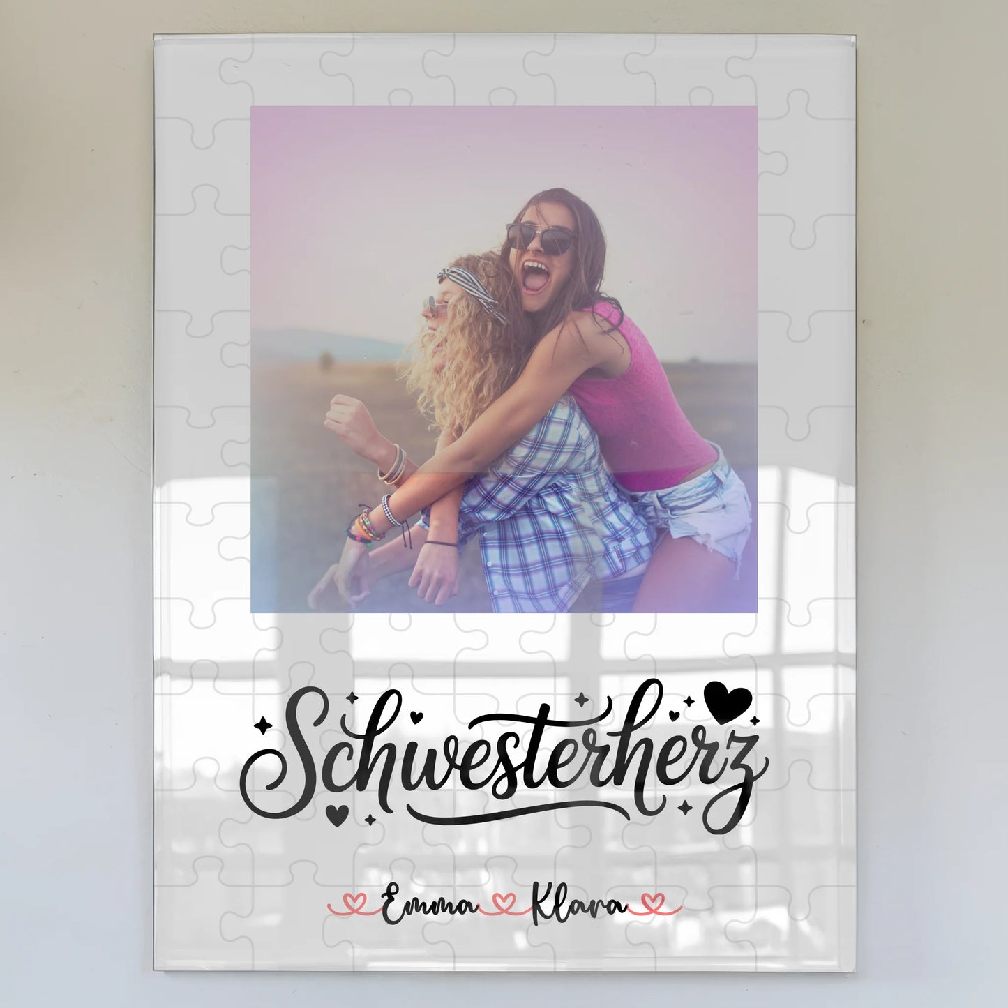 Personalisiertes Acrylglas Bild Schwesterherz Foto & Namen