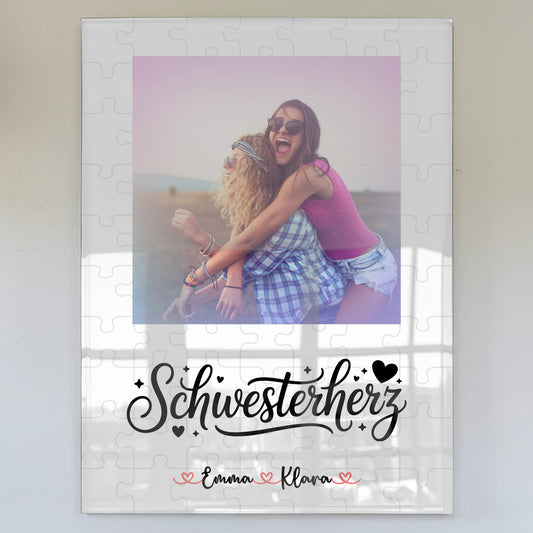 Personalisiertes Acrylglas Bild Schwesterherz Foto & Namen