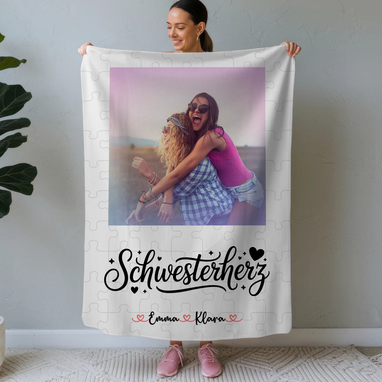 Personalisierte Decke Schwester mit Foto & Namen