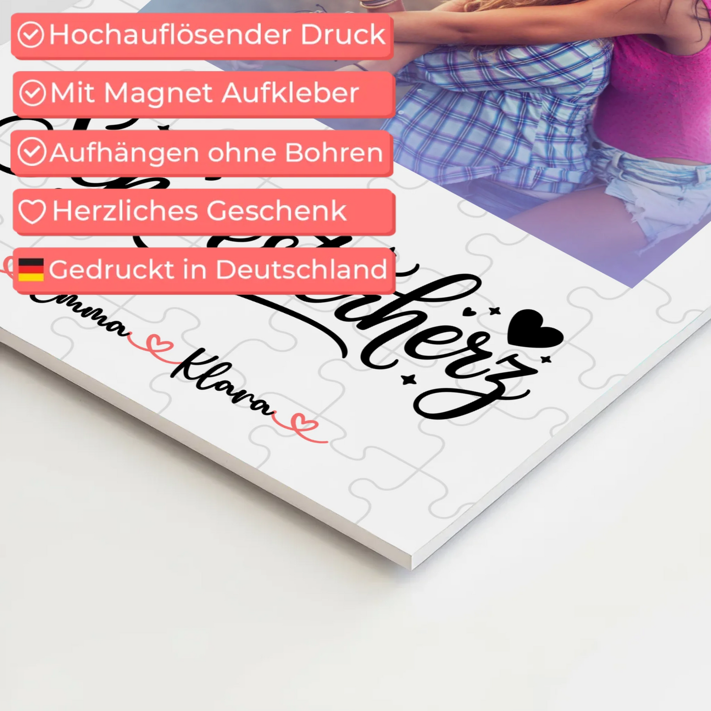 Fotoboard Poster Magnetisch Schwesterherz mit Foto & Namen