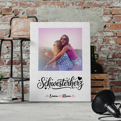 Leinwand Schwester personalisiert mit Foto, Namen & Spruch