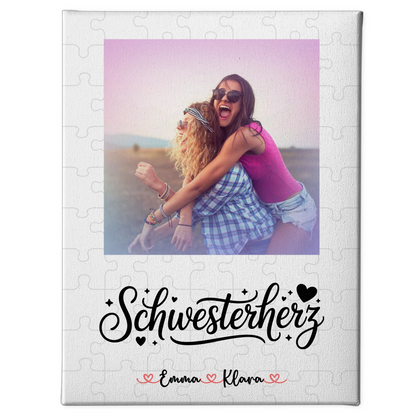 Leinwand Schwester personalisiert mit Foto, Namen & Spruch