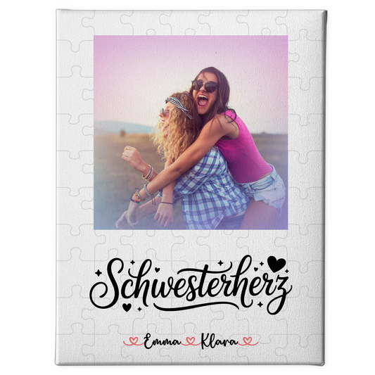 Leinwand Schwester personalisiert mit Foto, Namen & Spruch