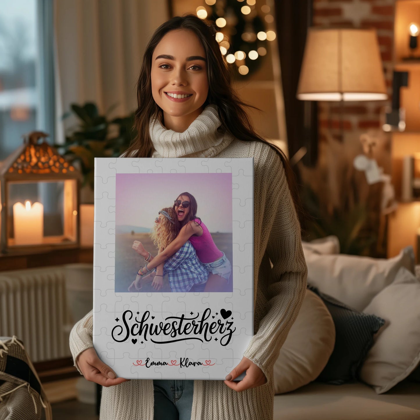 Leinwand Schwester personalisiert mit Foto, Namen & Spruch