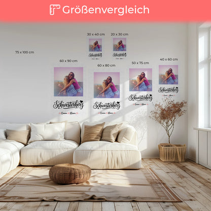 Leinwand Schwester personalisiert mit Foto, Namen & Spruch