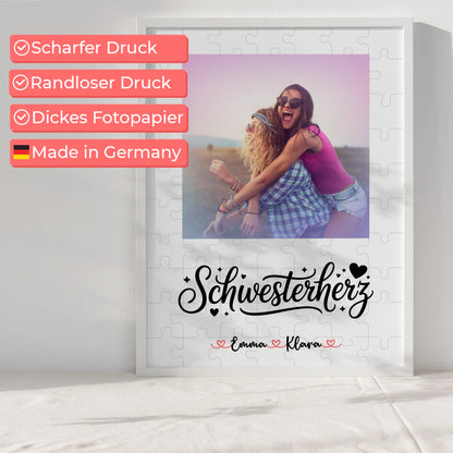 Personalisiertes Poster Schwester mit Foto & Namen