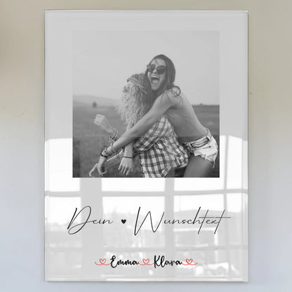 Bild Mit Acrylglas 1 Foto & Namen für Schwester Mit Foto Black & White Wunschtext