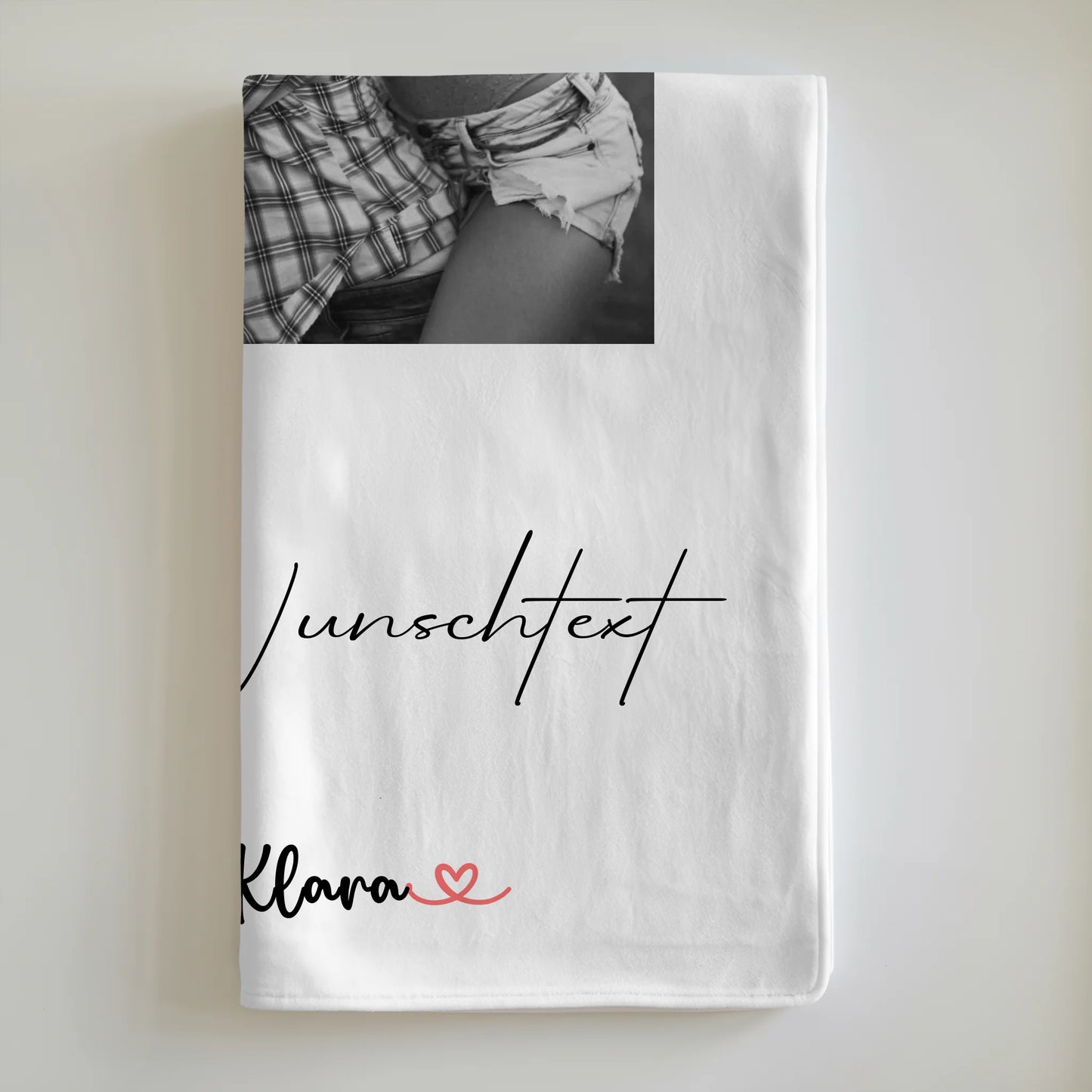 Personalisierte Decke Schwester mit 1 Foto & Namen, Black & White Design und Wunschtext