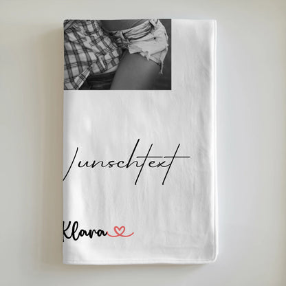 Personalisierte Decke Schwester mit 1 Foto & Namen, Black & White Design und Wunschtext
