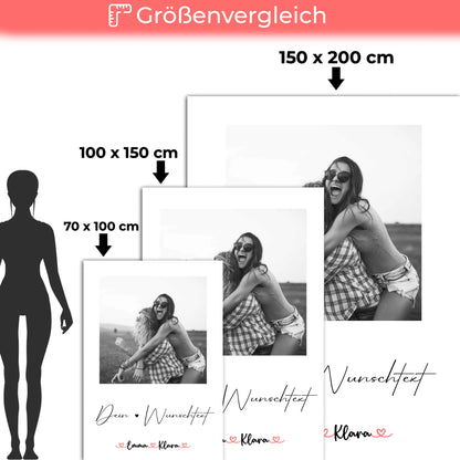 Personalisierte Decke Schwester mit 1 Foto & Namen, Black & White Design und Wunschtext