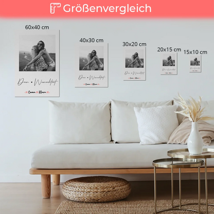 Fotoboard Wandbild Fotocollage mit 1 Foto & Namen Schwester Black & White mit Wunschtext