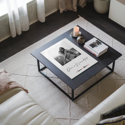 Fotoboard Wandbild Fotocollage mit 1 Foto & Namen Schwester Black & White mit Wunschtext