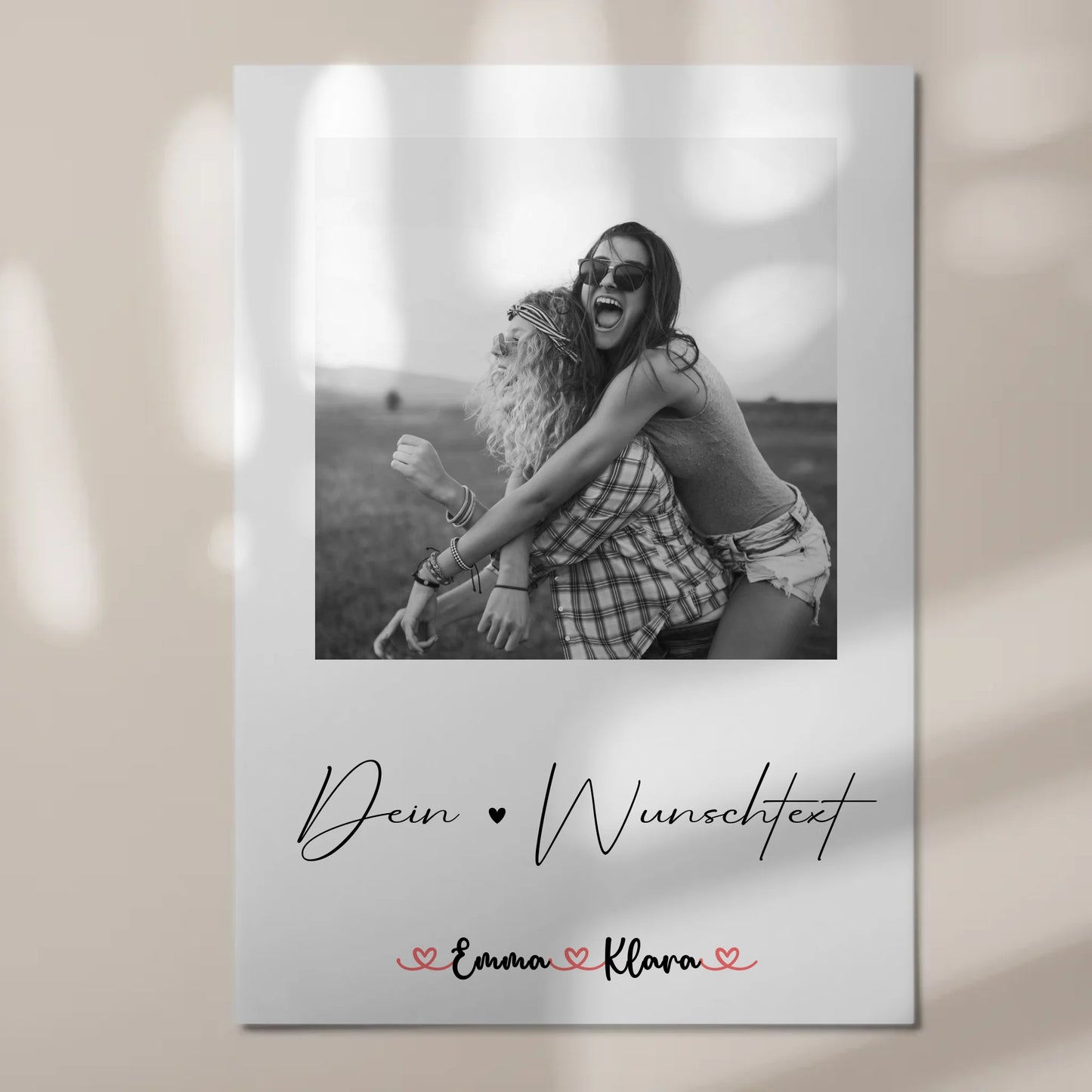 Fotoboard Wandbild Fotocollage mit 1 Foto & Namen Schwester Black & White mit Wunschtext