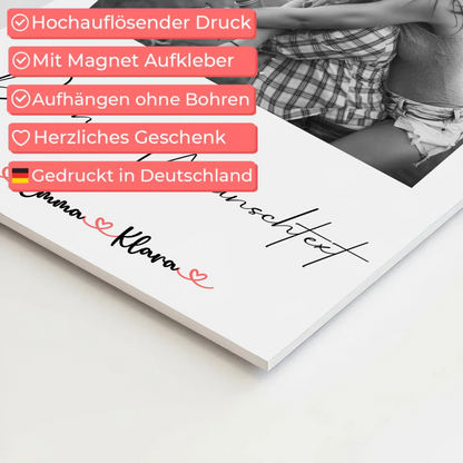 Fotoboard Wandbild Fotocollage mit 1 Foto & Namen Schwester Black & White mit Wunschtext