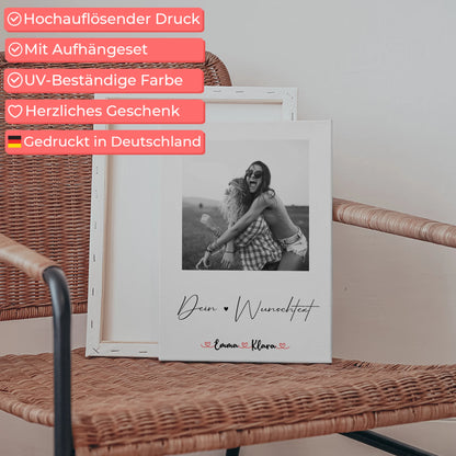Leinwand Schwester 1 Foto & Namen personalisiert Mit Foto Namen Black & White