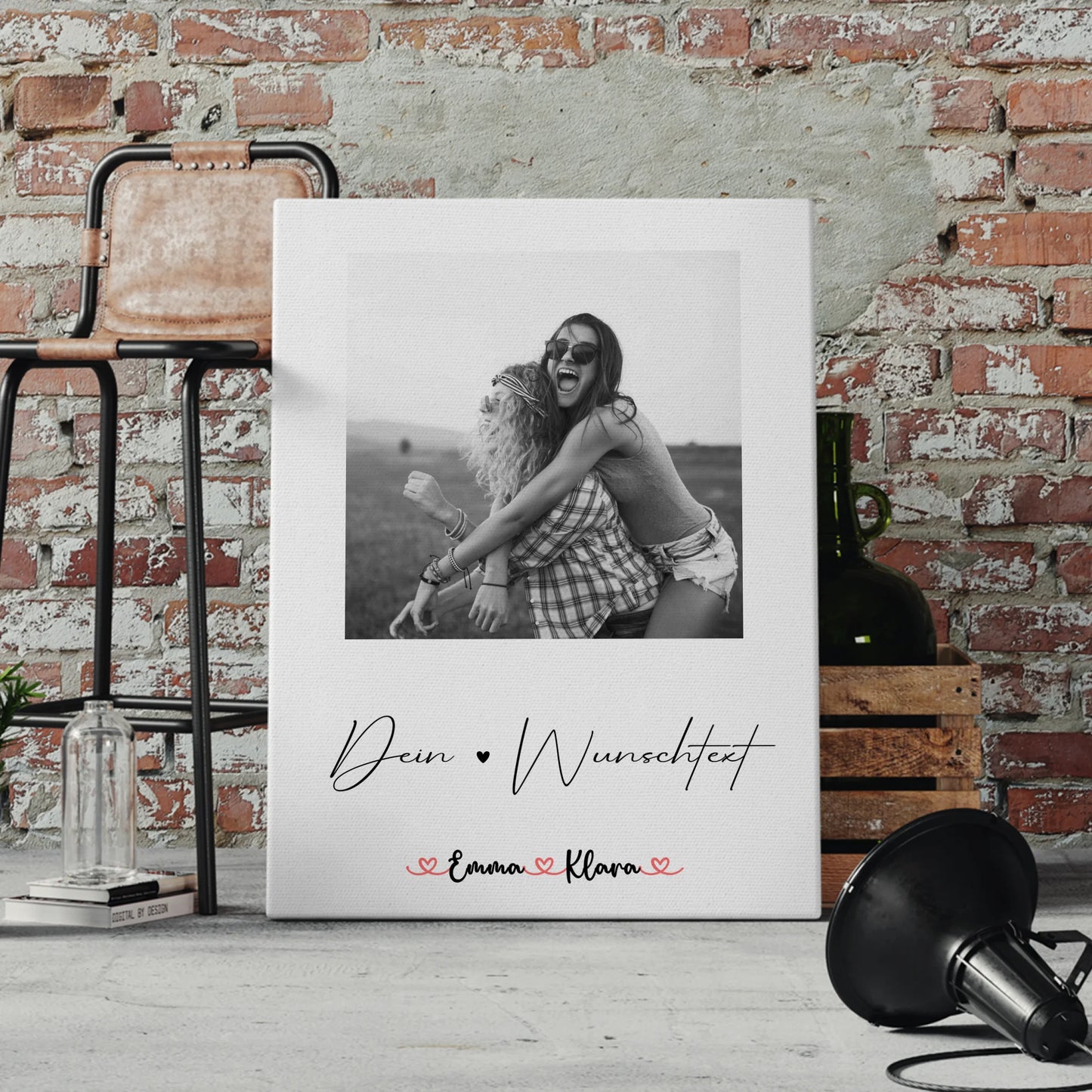 Leinwand Schwester 1 Foto & Namen personalisiert Mit Foto Namen Black & White