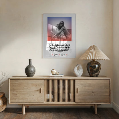 Foto Mit Acrylglas personalisiert Schwestern sind Lebensschokolade mit Namen & Spruch