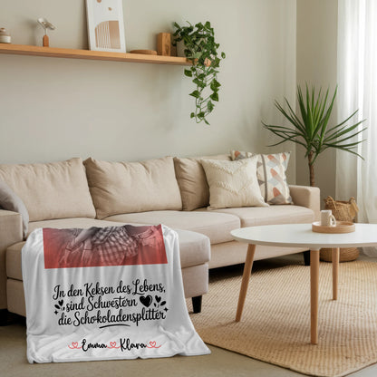 Personalisierte Decke Schwester mit Namen, Foto & Wunschtext Black & White 1 Foto