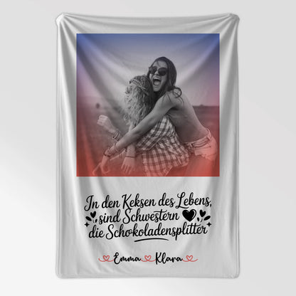 Personalisierte Decke Schwester mit Namen, Foto & Wunschtext Black & White 1 Foto