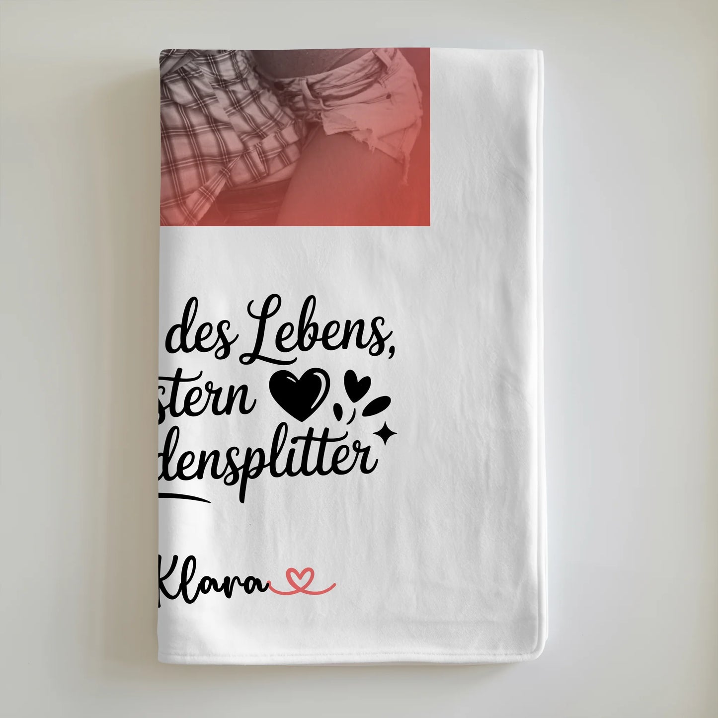 Personalisierte Decke Schwester mit Namen, Foto & Wunschtext Black & White 1 Foto