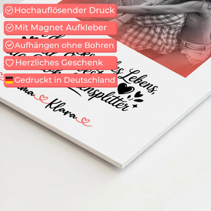 Fotoboard Magnet Poster Schwestern sind Lebensschokolade, mit Namen, 1 Foto