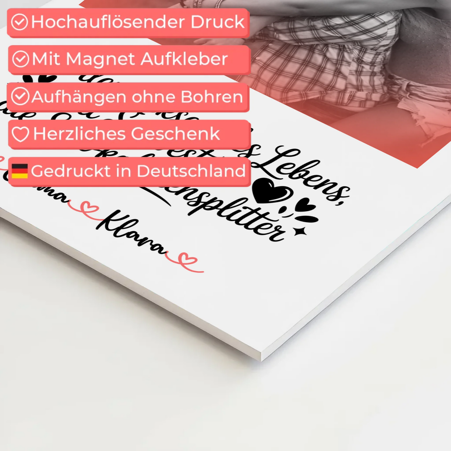 Fotoboard Magnet Poster Schwestern sind Lebensschokolade, mit Namen, 1 Foto