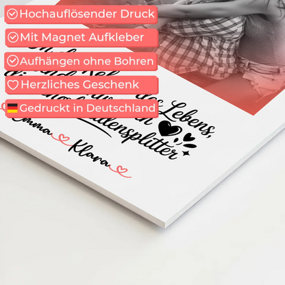 Fotoboard Magnet Poster Schwestern sind Lebensschokolade, mit Namen, 1 Foto