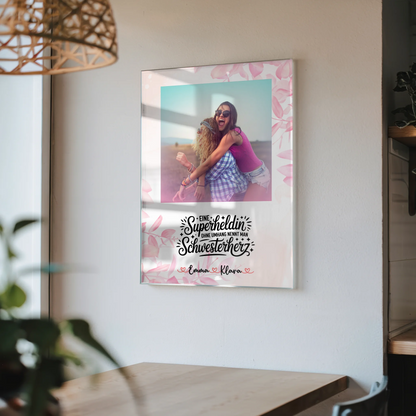 Acrylglas Wandbild Fotocollage Lehrerin echte Heldin Mit Foto, Namen & Spruch