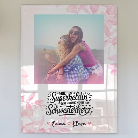 Acrylglas Wandbild Fotocollage Lehrerin echte Heldin Mit Foto, Namen & Spruch