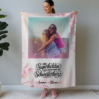 Namensdecke personalisiert Mit Foto für Lehrerin echte Heldin Schwester