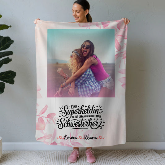 Namensdecke personalisiert Mit Foto für Lehrerin echte Heldin Schwester