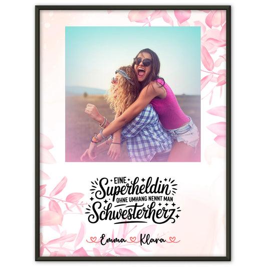 Poster Schwester mit Foto, Namen & eigenem Spruch Lehrerin echte Heldin