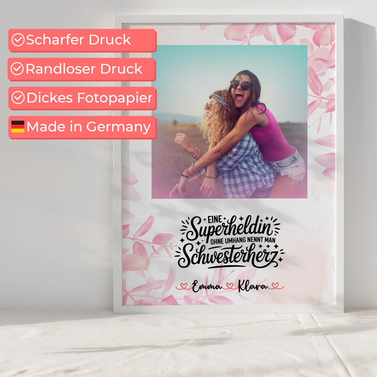 Poster Schwester mit Foto, Namen & eigenem Spruch Lehrerin echte Heldin