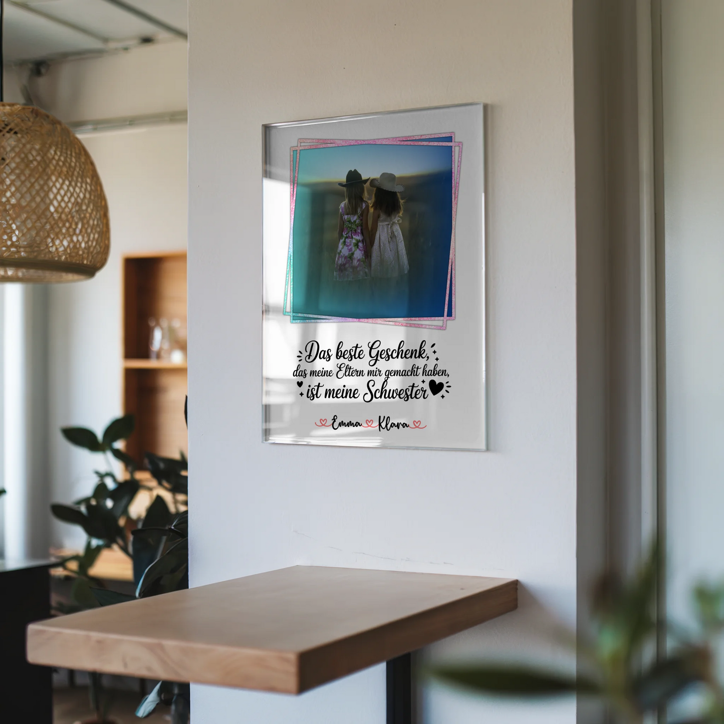 Foto Acrylglas personalisiert - Geschenk für Schwester mit Namen