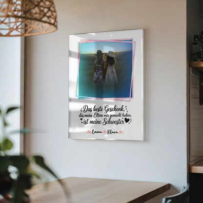 Foto Acrylglas personalisiert - Geschenk für Schwester mit Namen