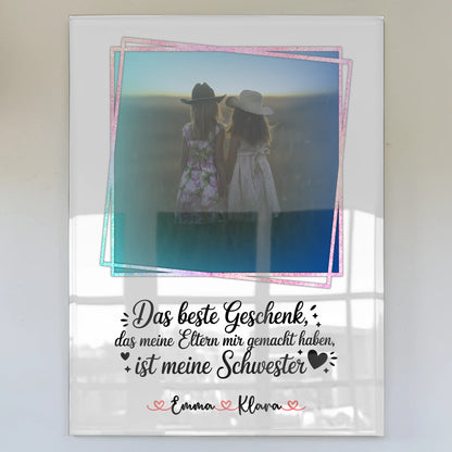 Foto Acrylglas personalisiert - Geschenk für Schwester mit Namen
